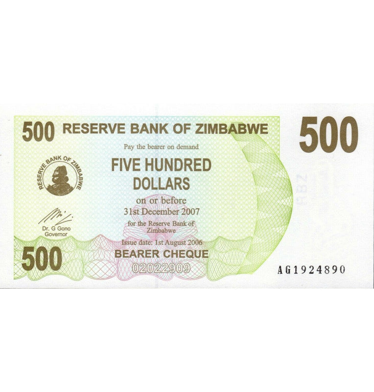 Zimbabwe $500 2006 Pick 43